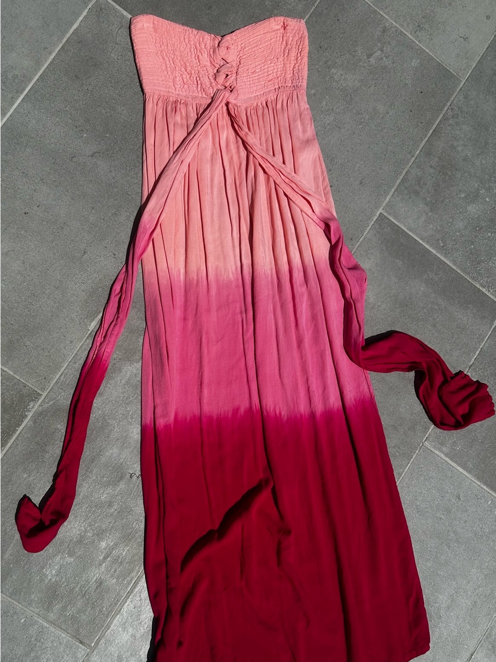 Tiare Hawaii Coral Strapless Maxi Dress